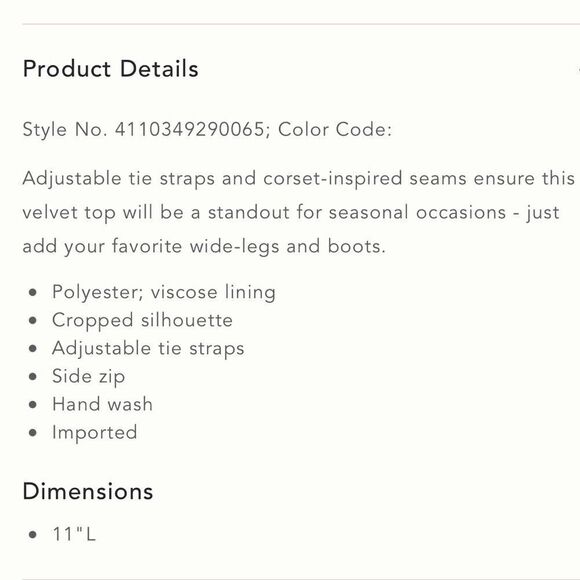 Anthropologie Corset-Seamed Velvet Top Size L - Picture 5 of 11